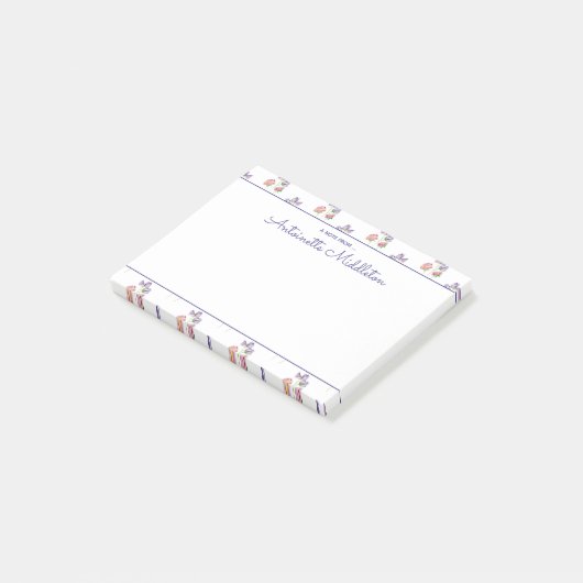 Elegant Waterverf Floral Pink Lavendar Aangepast Post-it® Notes (Schuin)