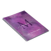 Elegant Waterverf Floral Pink Paars Monogrammen Notitieboek (Rechterzijde)