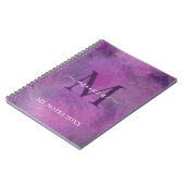 Elegant Waterverf Floral Pink Paars Monogrammen Notitieboek (Linkerzijde)