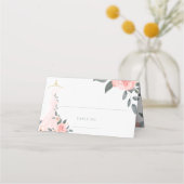 Elegant Waterverf Floral Pink Rose Wedding Dress Plaatskaartje (Voorkant)