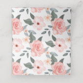 Elegant Waterverf Floral Pink Rose Wedding Dress Plaatskaartje (Binnenkant ongevouwen)