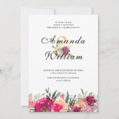 Elegant Waterverf Floral Pink Wedding Kaart (Voorkant)