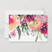 Elegant Waterverf Floral Pink Wedding RSVP Kaartje (Achterkant)