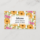 Elegant Waterverf Floral Pink Yellow Visitekaartje (Achterkant)