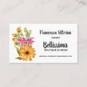 Elegant Waterverf Floral Pink Yellow Visitekaartje (Voorkant)