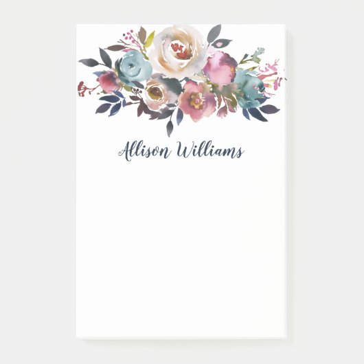 Elegant Waterverf Floral Post-it® Notes (Voorkant)
