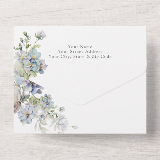 Elegant Waterverf Floral Qr Code All In One Uitnodiging (Achterkant)