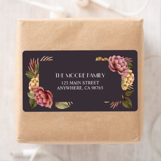 Elegant Waterverf Floral Return Address Etiket (Insitu)