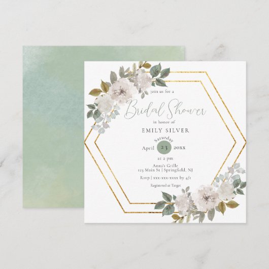 Elegant Waterverf Floral Sage Vrijgezellenfeest Kaart (Voorkant / Achterkant)