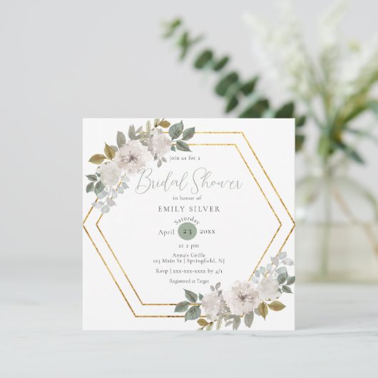 Elegant Waterverf Floral Sage Vrijgezellenfeest Kaart (Staand voorkant)