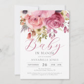 Elegant Waterverf Floral Script Baby shower Kaart (Voorkant)