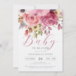 Elegant Waterverf Floral Script Baby shower Kaart