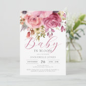 Elegant Waterverf Floral Script Baby shower Kaart (Staand voorkant)