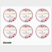 Elegant Waterverf Floral Script Weddenschap Bedank Ronde Sticker (Vel)