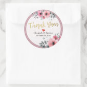 Elegant Waterverf Floral Script Weddenschap Bedank Ronde Sticker (Tas)