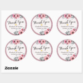 Elegant Waterverf Floral Script Weddenschap Bedank Ronde Sticker (Vel)