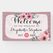 Elegant Waterverf Floral Script Weddenschap Welkom Spandoek (Horizontaal)