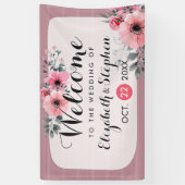 Elegant Waterverf Floral Script Weddenschap Welkom Spandoek (Verticaal)