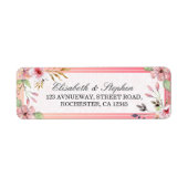 Elegant Waterverf Floral Script Wedding Address Etiket (Voorkant)