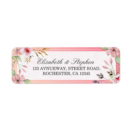 Elegant Waterverf Floral Script Wedding Address Etiket (Voorkant)
