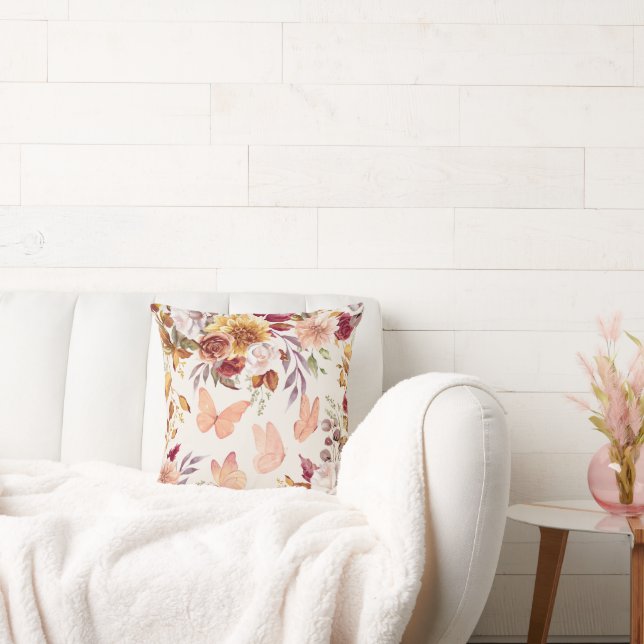 Elegant Waterverf Floral Sierkussen (Bank)
