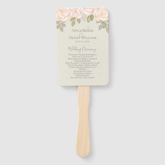 Elegant Waterverf Floral Simple Greenery Peach Handwaaier (Voorkant)