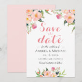 Elegant Waterverf Floral slaat de datum op Save The Date (Voorkant / Achterkant)
