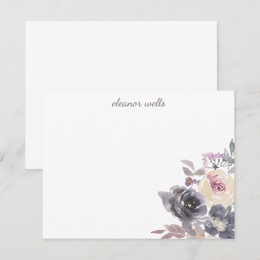 Elegant Waterverf Floral — Speciaal gepersonalisee Notitiekaartje (Voorkant / Achterkant)