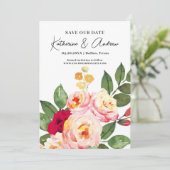 Elegant Waterverf Floral Spring Save the Date Kaart (Staand voorkant)