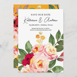 Elegant Waterverf Floral Spring Save the Date Kaart