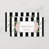 Elegant Waterverf Floral Stripes Custom Visitekaartje (Voorkant / Achterkant)