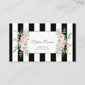 Elegant Waterverf Floral Stripes Custom Visitekaartje (Voorkant)