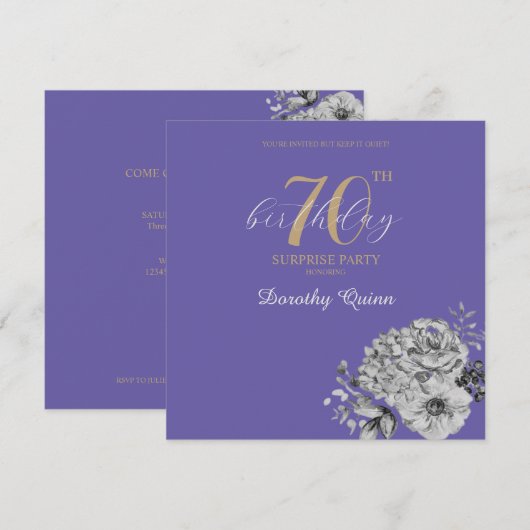 Elegant Waterverf Floral Surprise Birthday Party Kaart (Voorkant / Achterkant)