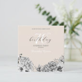 Elegant Waterverf Floral Surprise Birthday Party Kaart (Staand voorkant)