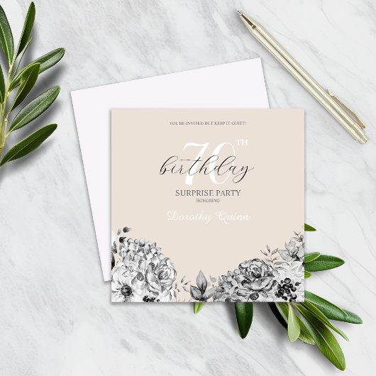 Elegant Waterverf Floral Surprise Birthday Party Kaart