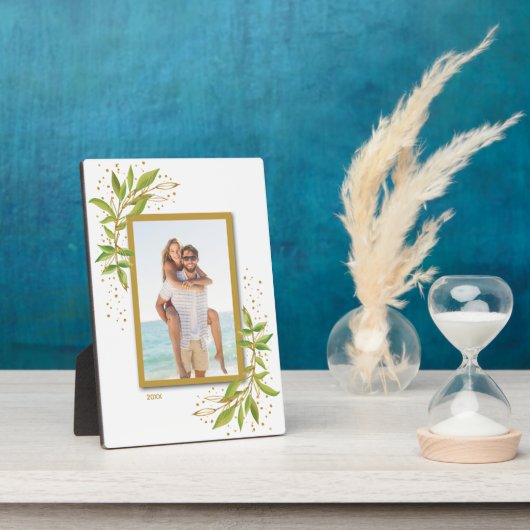 Elegant Waterverf Floral Tabletop Easel Foto Fotoplaat (Zijkant)