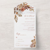 Elegant Waterverf Floral Terracotta All In One Uitnodiging (Binnen)