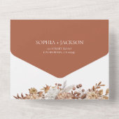 Elegant Waterverf Floral Terracotta All In One Uitnodiging (Achterkant)