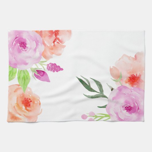 Elegant Waterverf Floral Theedoek (Horizontaal)