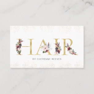 Elegant Waterverf Floral Typografie   Hair Visitekaartje