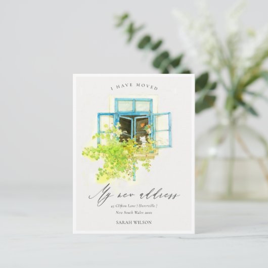 Elegant Waterverf Floral Vine Window I heeft zich  Briefkaart (Staand voorkant)