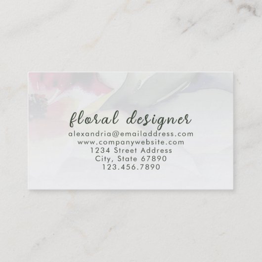 Elegant Waterverf Floral Visitekaartje (Achterkant)