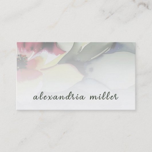 Elegant Waterverf Floral Visitekaartje (Voorkant)