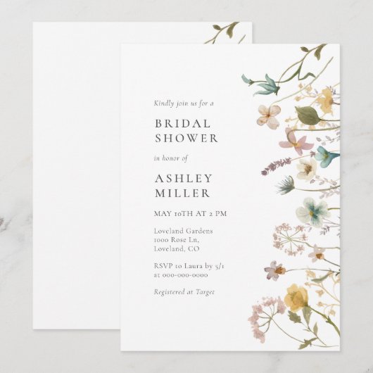 Elegant Waterverf Floral Vrijgezellenfeest Kaart (Voorkant / Achterkant)