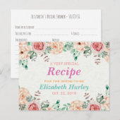 Elegant Waterverf Floral Vrijgezellenfeest Recipe Uitnodiging Briefkaart (Voorkant / Achterkant)