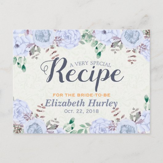 Elegant Waterverf Floral Vrijgezellenfeest Recipe Uitnodiging Briefkaart (Voorkant)