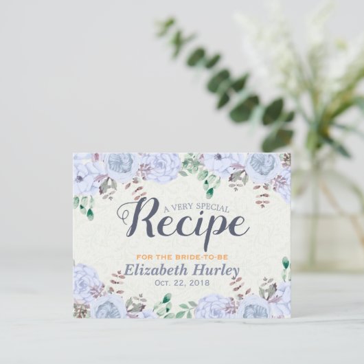 Elegant Waterverf Floral Vrijgezellenfeest Recipe Uitnodiging Briefkaart (Staand voorkant)