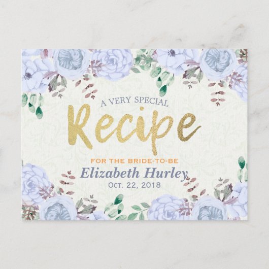 Elegant Waterverf Floral Vrijgezellenfeest Recipe Uitnodiging Briefkaart (Voorkant)
