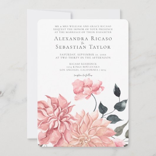 Elegant Waterverf Floral Wedding (Voorkant)