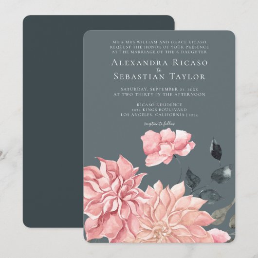 Elegant Waterverf Floral Wedding (Voorkant / Achterkant)